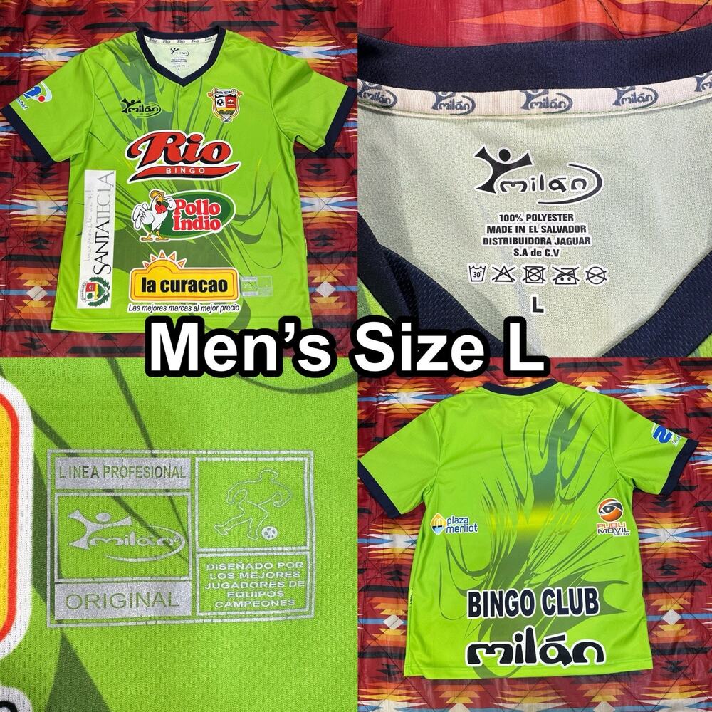RARE Milan Santa Tecla F.C. Home Soccer Futbol Green Jersey 2014-2015 Mens Large